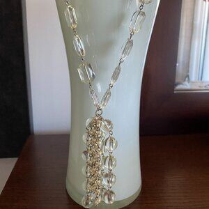 FREE with orders $25 Beautiful clear glass yellow beads necklace with pendant
